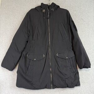 Alpha industries coat womens XL reversible puffer nylon parka jacket black gray